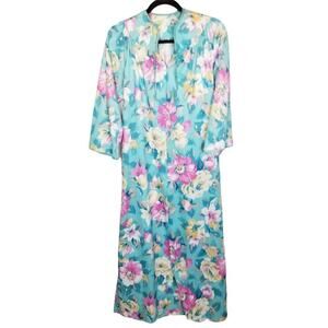 Vintage Evelyn Pearson Womens House Coat Patio Dress Size S Floral Full Zip Robe